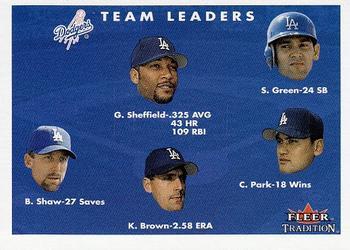 #434 Gary Sheffield / Shawn Green / Chan Ho Park / Kevin Brown / Jeff Shaw - Los Angeles Dodgers - 2001 Fleer Tradition Baseball