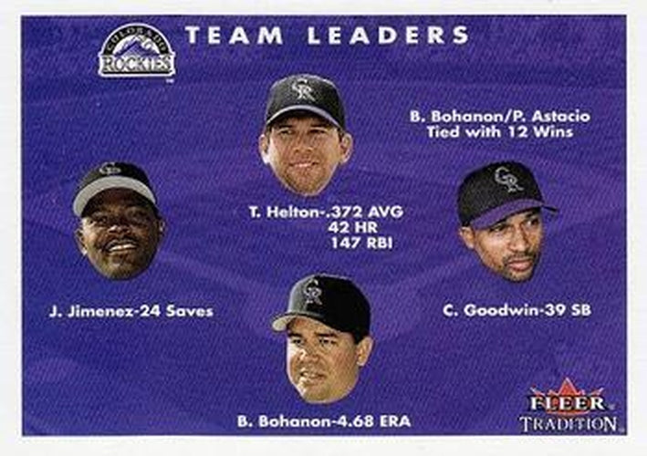 #435 Todd Helton / Tom Goodwin / Brian Bohanon / Jose Jimenez - Colorado Rockies - 2001 Fleer Tradition Baseball