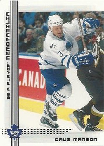 #436 Dave Manson - Toronto Maple Leafs - 2000-01 Be a Player Memorabilia Hockey