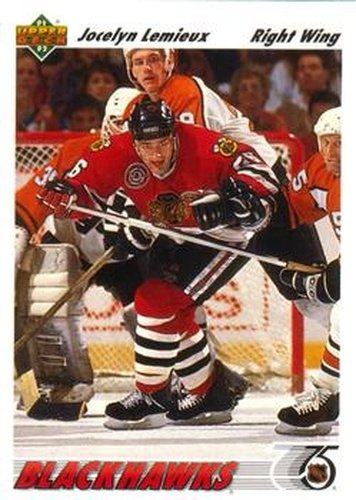 #438 Jocelyn Lemieux - Chicago Blackhawks - 1991-92 Upper Deck Hockey