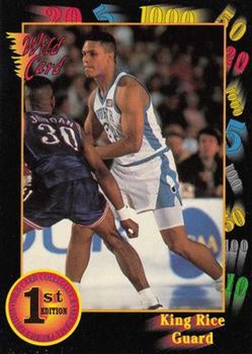 #43 King Rice - North Carolina Tar Heels - 1991-92 Wild Card Basketball