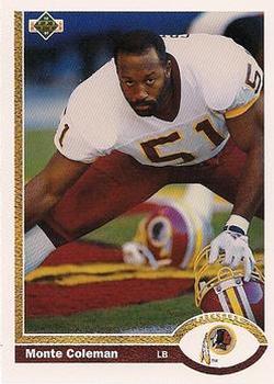 #440 Monte Coleman - Washington Redskins - 1991 Upper Deck Football