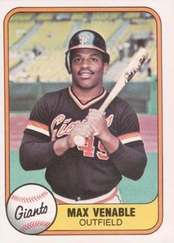 #443 Max Venable - San Francisco Giants - 1981 Fleer Baseball