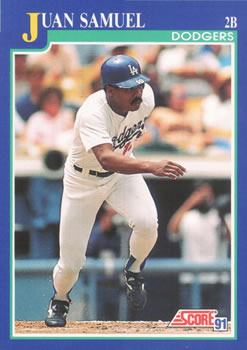 446 Juan Samuel - Los Angeles Dodgers - 1991 Score Baseball