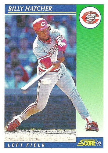 #447 Billy Hatcher - Cincinnati Reds - 1992 Score Baseball