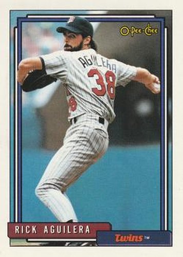 #44 Rick Aguilera - Minnesota Twins - 1992 O-Pee-Chee Baseball
