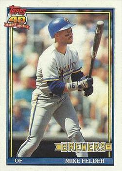#44 Mike Felder - Milwaukee Brewers - 1991 Topps Baseball