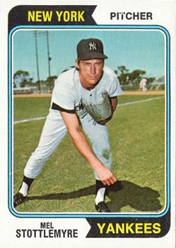 #44 Mel Stottlemyre - New York Yankees - 1974 Topps Baseball