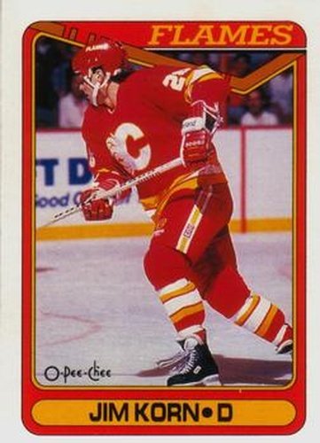 #450 Jim Korn - Calgary Flames - 1990-91 O-Pee-Chee Hockey