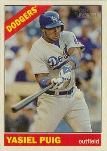 #450b Yasiel Puig - Los Angeles Dodgers - 2015 Topps Heritage Baseball