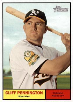 #452 Cliff Pennington - Oakland Athletics - 2010 Topps Heritage Baseball