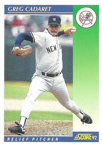 #454 Greg Cadaret - New York Yankees - 1992 Score Baseball
