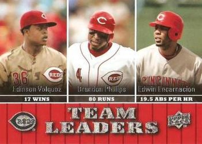 #456 Edinson Volquez / Brandon Phillips / Edwin Encarnacion - Cincinnati Reds - 2009 Upper Deck Baseball