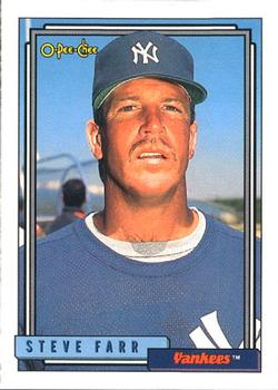 #46 Steve Farr - New York Yankees - 1992 O-Pee-Chee Baseball