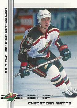 #471 Christian Matte - Minnesota Wild - 2000-01 Be a Player Memorabilia Hockey