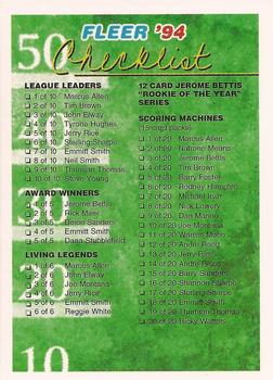 #480 Checklist - 1994 Fleer Football