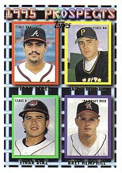 #480 Eddie Perez / Jason Kendall / Einar Diaz / Bret Hemphill - Atlanta Braves / Pittsburgh Pirates / Cleveland Indians / California Angels - 1995 Topps Baseball