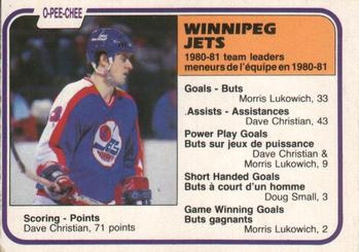 #378 Dave Christian - Winnipeg Jets - 1981-82 O-Pee-Chee Hockey