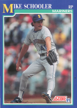 #489 Mike Schooler - Seattle Mariners - 1991 Score Baseball