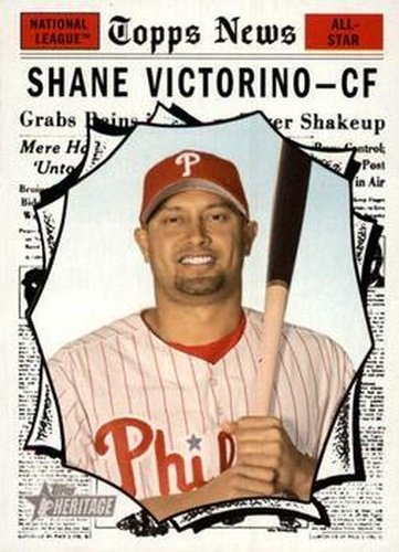 #490 Shane Victorino - Philadelphia Phillies - 2010 Topps Heritage Baseball