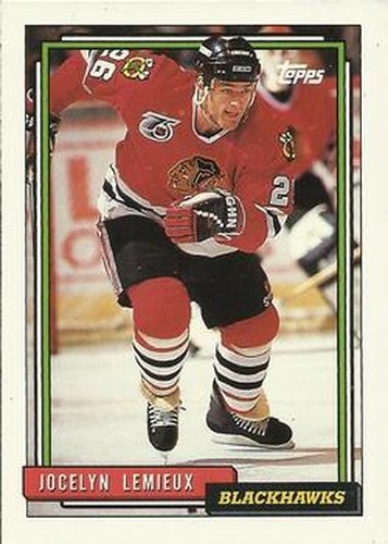 #300 Jocelyn Lemieux - Chicago Blackhawks - 1992-93 Topps Hockey