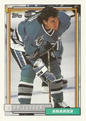 #304 Dean Evason - San Jose Sharks - 1992-93 Topps Hockey