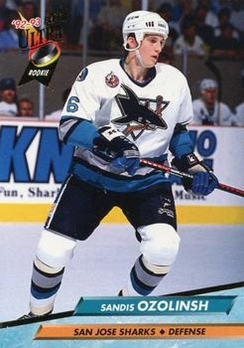 #402 Sandis Ozolinsh - San Jose Sharks - 1992-93 Ultra Hockey