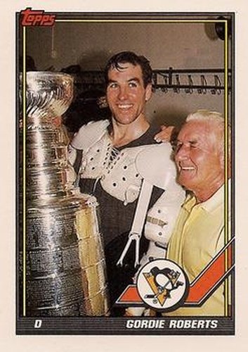 #494 Gordie Roberts - Pittsburgh Penguins - 1991-92 Topps Hockey