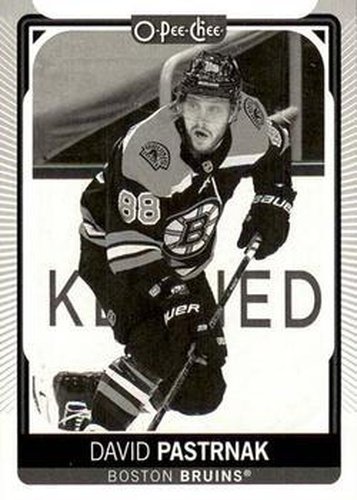 #494c David Pastrnak - Black & White - Boston Bruins - 2021-22 O-Pee-Chee Hockey
