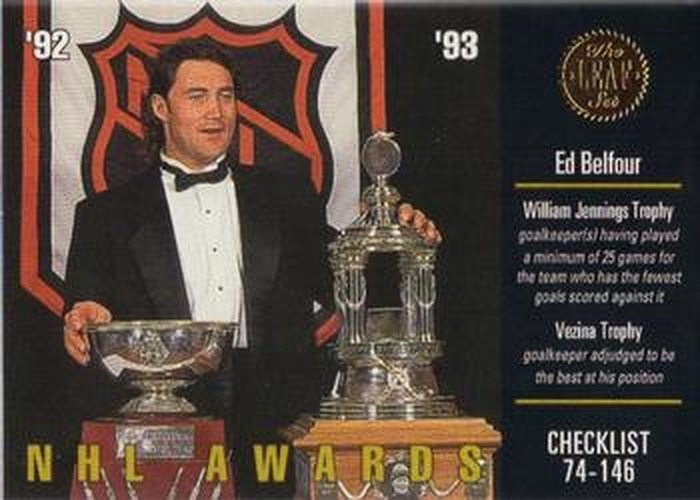 #175 Ed Belfour - Chicago Blackhawks - 1993-94 Leaf Hockey