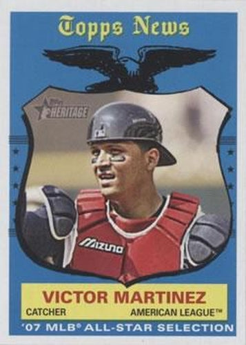 #496 Victor Martinez - Cleveland Indians - 2008 Topps Heritage Baseball