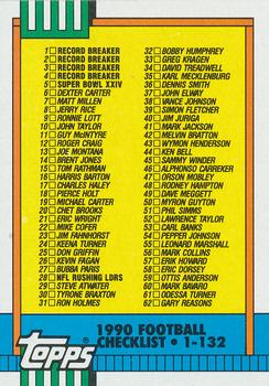 #497 Checklist 1-132 - No Team - 1990 Topps Football