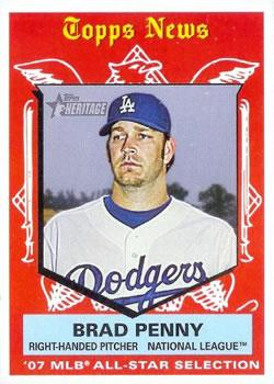 #497 Brad Penny - Los Angeles Dodgers - 2008 Topps Heritage Baseball