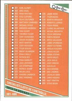 #499 Checklist: 301-400 - 2013-14 O-Pee-Chee Hockey