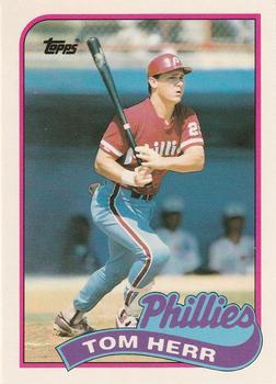 #49T Tom Herr - Philadelphia Phillies - 1989 Topps Traded Baseball