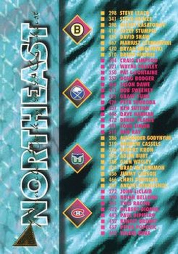 #519 Northeast Division Checklist - 1994-95 Pinnacle Hockey