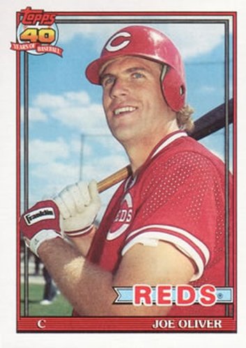 #517 Joe Oliver - Cincinnati Reds - 1991 Topps Baseball