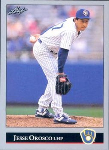 #524 Jesse Orosco - Milwaukee Brewers - 1992 Leaf Baseball