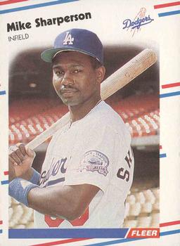 #525 Mike Sharperson - Los Angeles Dodgers - 1988 Fleer Baseball