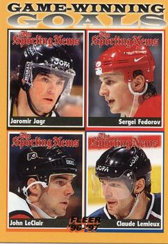 #142 Game-Winning Goals Jaromir Jagr / Sergei Fedorov / John LeClair / Claude Lemieux - Pittsburgh Penguins / Detroit Red Wings / Philadelphia Flyers / Colorado Avalanche - 1996-97 Fleer Hockey