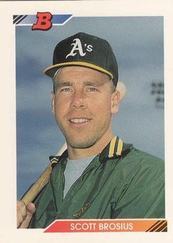 #527 Scott Brosius - Oakland Athletics - 1992 Bowman Baseball