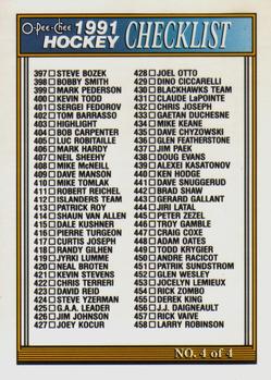#528 Checklist 4: 397-528 - 1991-92 O-Pee-Chee Hockey