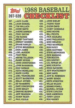 #528a Checklist: 397-528, ERR - - 1988 Topps Baseball