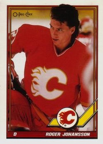 #53 Roger Johansson - Calgary Flames - 1991-92 O-Pee-Chee Hockey