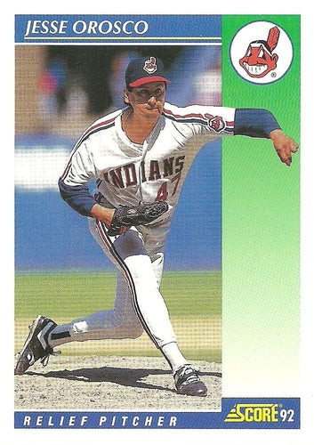 #547 Jesse Orosco - Cleveland Indians - 1992 Score Baseball