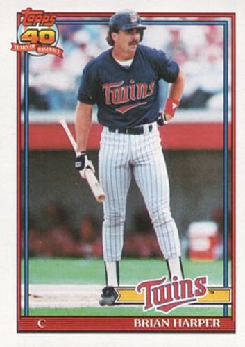 #554 Brian Harper - Minnesota Twins - 1991 Topps Baseball