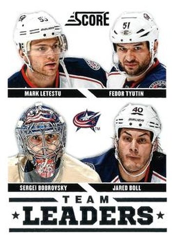 #558 Fedor Tyutin / Jared Boll / Mark Letestu / Sergei Bobrovsky - Columbus Blue Jackets - 2013-14 Score Hockey