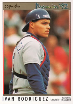 #55 Ivan Rodriguez - Texas Rangers - 1992 O-Pee-Chee Premier Baseball