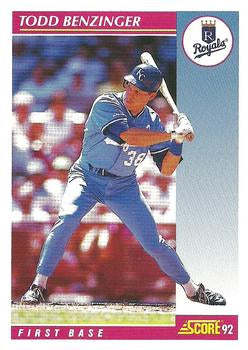 #563 Todd Benzinger - Kansas City Royals - 1992 Score Baseball