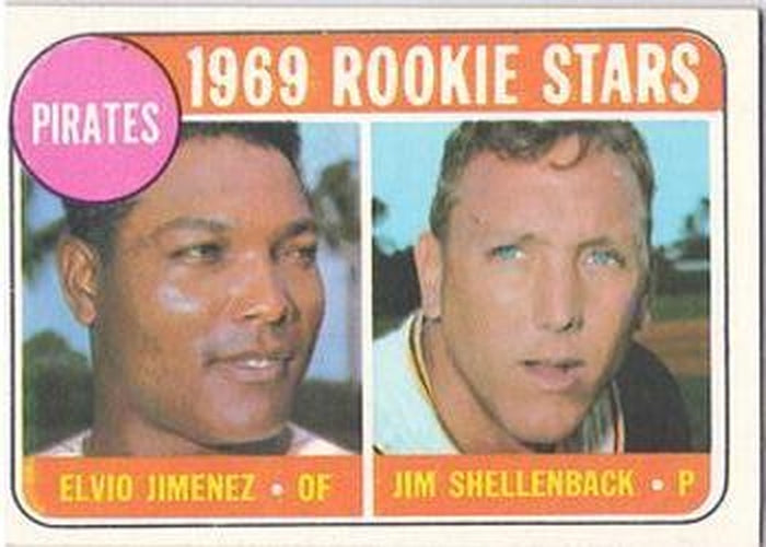 #567a Pirates 1969 Rookie Stars Elvio Jimenez / Jim Shellenback - Pittsburgh Pirates - 1969 Topps Baseball